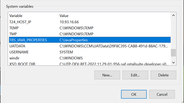 TRS Java Properties Variable