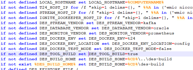 Configuring rows in des-docker.bat/sh