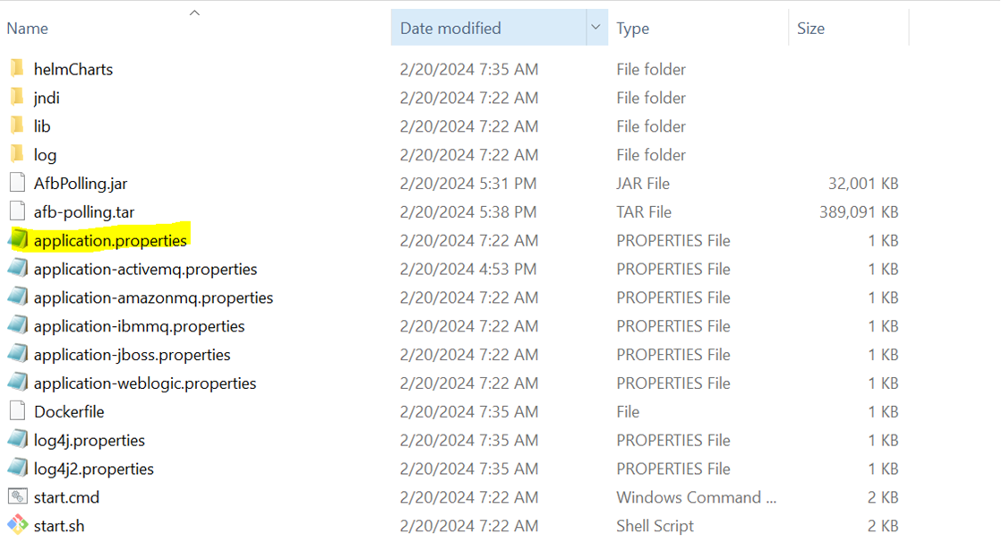 Application properties file