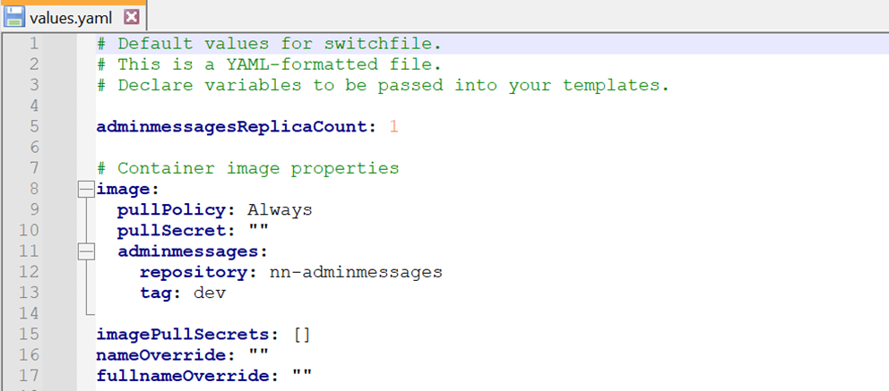 Default values for switchfile Default values for switchfile