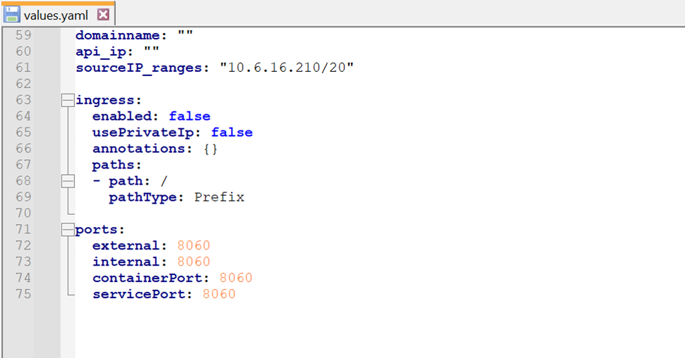 values yaml ports values yaml ports