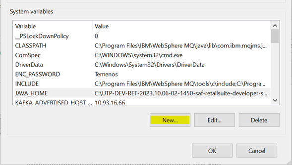 Add a new systme variable Add a new systme variable