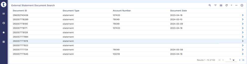ENQUIRY I EXTERNAL.DMS.STMT.DOCUMENT.SEARCH